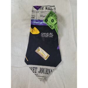 1993 Vintage Nicole Miller Wall Street  Men's Wide 100% Silk Tie 58" x 4"